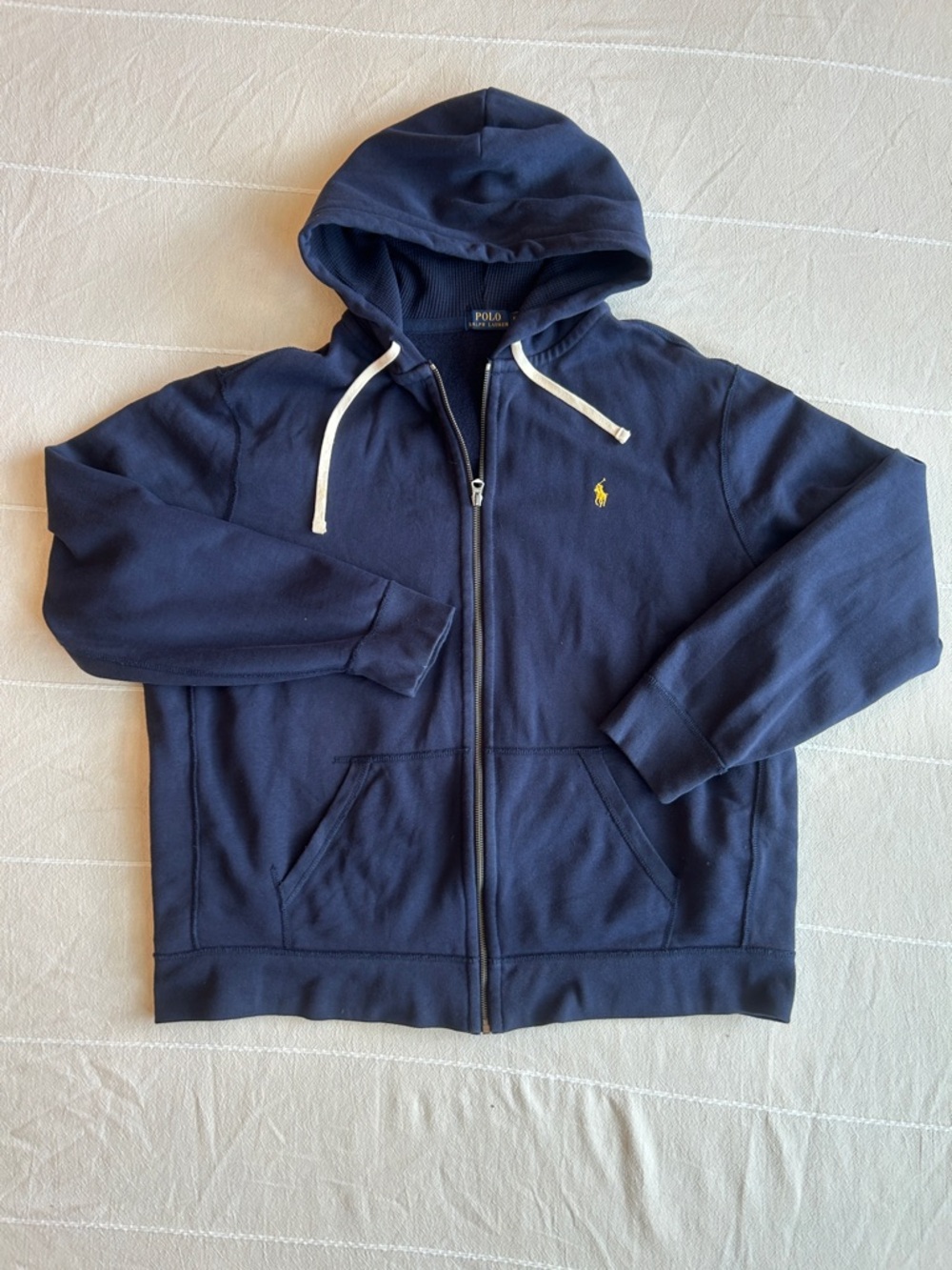 Polo by Ralph Lauren Navy Full-Zip Hoodie with Yellow Pony